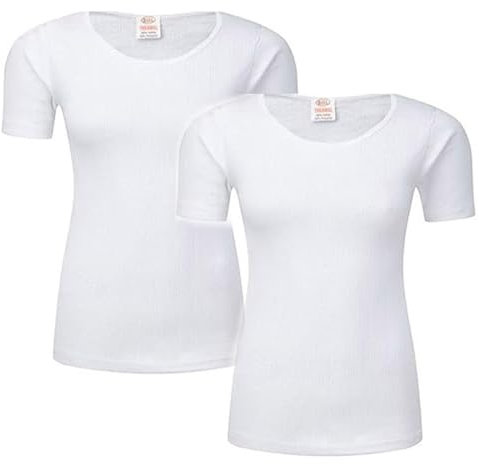 2 Packs Ladies Thermal Insulated Underwear Short Sleeve Vest 0.45 TOG Women's T-Shirt White Delux Top Winter Warm Base Layer (XL, White)