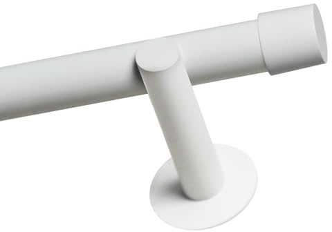 Voppi Gardinenstange Loft 19mm weiß 180cm Stahl Einzeln mit Abschlüssen für Fenstervorhänge Vorhänge robust modern
