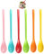 Cuillères En Plastique Colorées, Lot de 6 Longue Cuillère à Café En Pet, Coloré Cuillère En Plastique Réutilisable, Cuillère Longue en Plastique, pour Thé, Yaourt, Glaces, cocktails