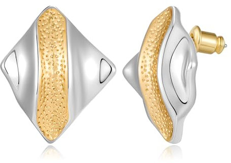 LILIE&WHITE Damen Zweifarbige Ohrstecker, Elegante Gold und Silber Ohrringe, Hypoallergen und Leicht, Stilvolles Geschenk für Frauen, Schmuck für Alltag und Besondere Anlässe