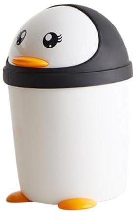 DIYEAH Kreativer Pinguin Mülleimer Mit Deckel Für Kunststoff Papierkorb Für Schlafzimmer Büro Auto Küche Süßer Badezimmer Mülleimer