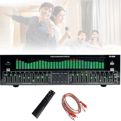31-band EQ Digital Equalizer, Music Spectrum Indicator, Multiple with Remote Control & Audio Cable, 10 Preset Effect Outputs, Strong Sense Of Rhythm, for Car, Party, Bedroom, Home