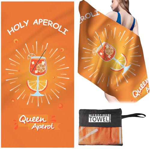 WDJLNZB Aperol Spritz Badehandtuch Groß 90 x 180 cm Handtücher 85% Polyester, Saugfähig und Schnell Trocknende Strandtuch, Beach Towel mit Tasche für Badezimmer, Strand, Reise, Schwimmen