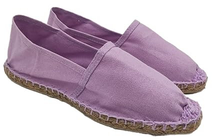 Alpargatas para hombre y mujer de tela, zapatos de verano Slip On, clásicas alpargatas bajas con fondo de goma, Lila., 37 EU