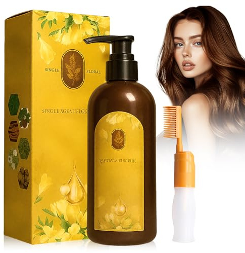 Champú Tinte Cubre Canas, 3 en 1 Hair Dye Shampoo Natural Instantáneo Champu Tinte con Peine para Teñir, Tinte para el Cabello/Champú/Acondicionador para Hombres y Mujeres (Marrón)