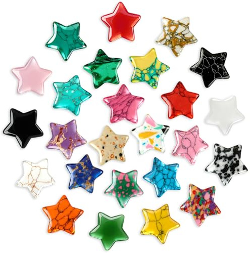 MARFOREVER 30 PCS Sterne Edelstein Synthetischer Kristall Stein Glück Charme bunter Rot Lila Grün Dekorativen Stein für Meditation Entspannung Angstlinderung Wünschen