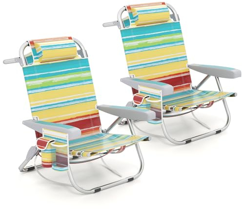 COSTWAY Strandstühle klappbar leicht 2er Set, Campingstühle