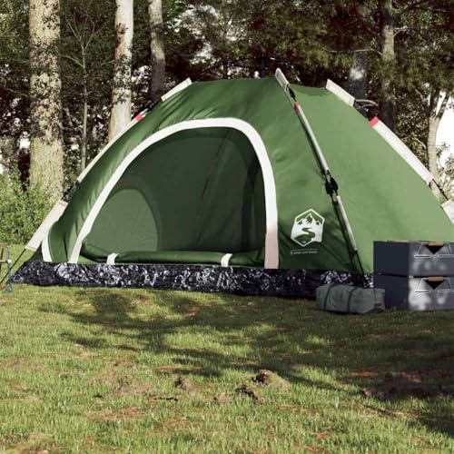 Campingzelt 5 Personen Grün, Wasserdichtes 190T Polyester Pop-Up Outdoor Zelt mit Quick-Release System, Einfacher Aufbau für Familien Camping, 300x300x185 cm