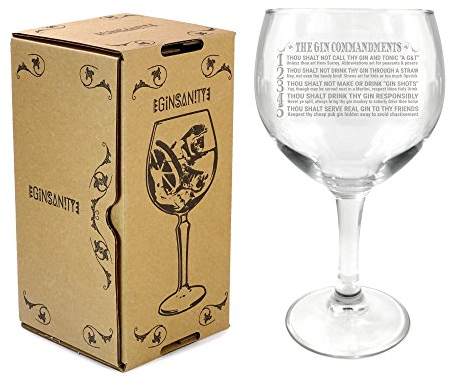 Ginsanity [The Gin Collective Coupe de Verres Gin & Tonic Ballon Cocktail/Lunettes dans Une Boîte Cadeau [545ml] - The Gin Commandments