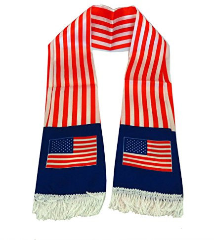 Sonia Originelli Fanartikel leichter Fanschal mit Fransen WM EM Fussball, Farbe: USA