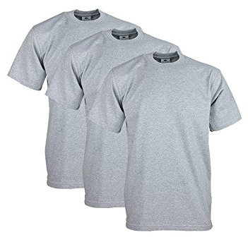 Pro Club Men's 3-Pack Heavyweight Cotton Short Sleeve Crew Neck T-Shirt, Heather Gray, XXL Tall