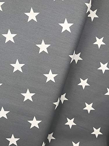 Baumwollstoff Dekostoff Sterne 3cm, Breite 150cm 8 Farben (Grau, 200cm)