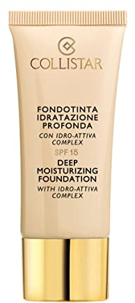 Collistar besonders feuchtigkeitsspendende Foundation, n.1 Ivory, mit Feuchtigkeitswirkung für bis zu 24 Stunden, LSF15, modulierbare Deckkraft und leuchtender Effekt, optimal für trockene Haut, 30ml