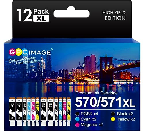 GPC IMAGE 570 571 XL Kompatible für Canon 571 570 für Canon Pixma MG5750 MG5751 MG5752 MG5753 MG6800 MG6850 MG6851 MG6852 MG6853 TS5000 TS5050 TS5051 TS5053 TS5055 TS6050 TS6051 TS6052 (12er-Pack)