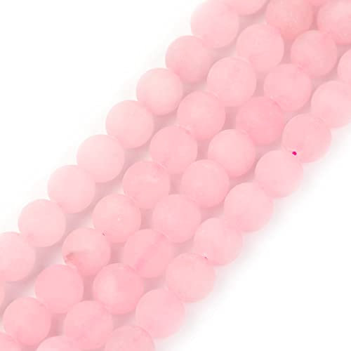 SHGbeads 8mm Frost Matte Pink Rose Quartz Crystal Semi Precious Gemstone Round Loose Beads for Jewellery Making DIY Handmade Craft Supplies 15
