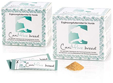 CaniMove Breed Doppelpack, 2 Pkg mit je 100 Stick-Beuteln (100 x 2,5g), Ergänzungsfutter für Welpen und Junge Hunde für eine optimale Entwicklung von Knochen, Gelenken und Nerven.