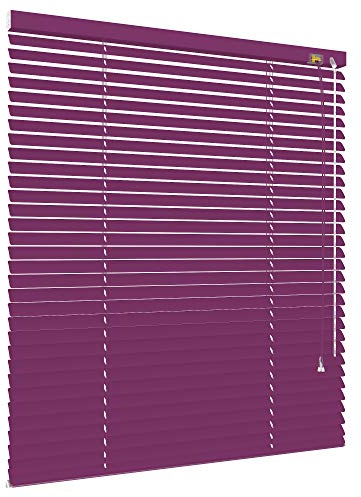 Alu Jalousie viele Größen und Farben Aluminium Lamellen Rollo Faltrollo Jalousette Wandmontage Deckenmontage Tür Fenster Sonnenschutz Sichtschutz Blendschutz Hitzeschutz (120 x 220 cm, Flieder)