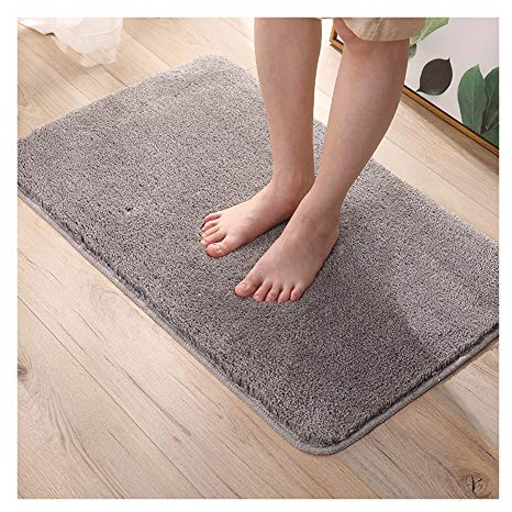 HONGBI Badematte Hochflor Weicher, Flauschiger Badezimmerteppich Badvorleger rutschfest Waschbar Schadstoffgeprüft Grau 80x120cm