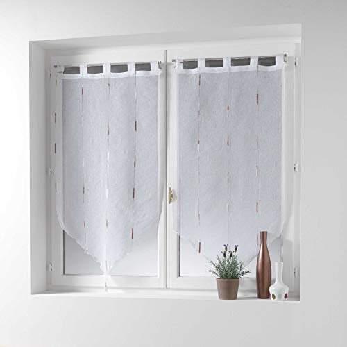 Douceur d'Intérieur, Paire de Voilages à Passants (2 x 90 x 90 cm) Chenilla Naturel, Voile Sablé Fils Chenille