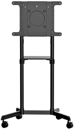 StarTech.com Mobile TV Cart - Portable Rolling TV Stand for 37-70 VESA Display (154lb/70kg) - TV Stand w/Shelf & Storage Compartment - Rotate/Tilt Display - Universal TV Mount on Wheels (MBLTVSTNDEC)