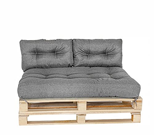MAKOSAS Palettenkissen | Palettenpolster | Palettenauflagen | Palettenpolster | Palettenmöbel | Palettensofa Sitzkissen Set (3er Set (120x80 cm + 2 * 60x40 cm))