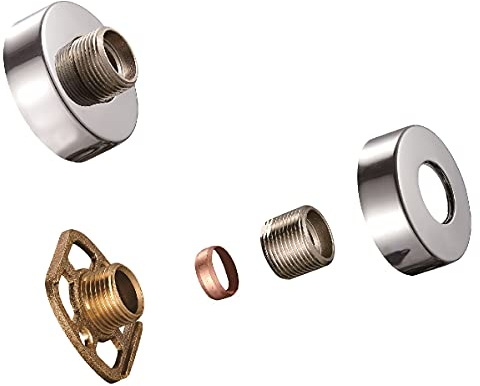 KINGBATH™ Bar Valve Fixing Kits Brackets with Round SS Chrome Cover Shrouds Escutcheons 3/4” Inch Connections BSP 15mm Wall Mounted Fast Fix Kit Bracket for Thermostatic Shower Bar Valve Mixer Tap