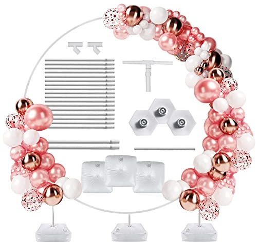 Kit arco rotondo grande per palloncini con base di supporto, facile da trasportare 180 cm, supporto per colonna a palloncino, telaio base per compleanni, matrimoni e feste di laurea ( 1,8 M)