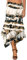 DJT Damen Elastisch Plissierte Taille Elegant Rock A-Linie Faltenrock Midi Rock mit Taschentuch Saum Tie Dye Khaki XL