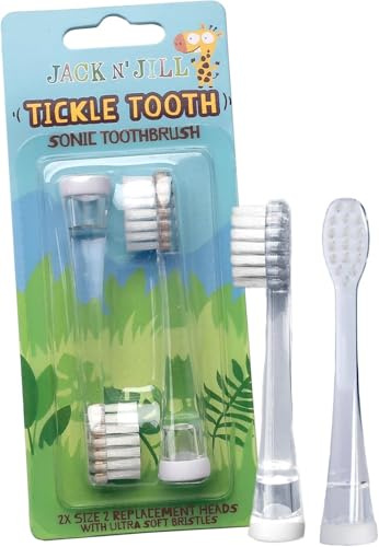 Jack N' Jill Kids Tickle Tooth Sonic Electric Toothbrush Replacement Heads, Extra Soft Bristles For Gentle Cleaning, Designed to Easily Attach to Sonic Electric Toothbrush - 1 x 2 Pack