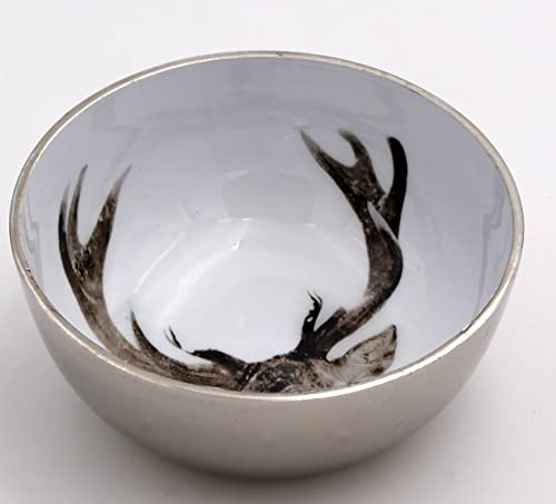 Deko Schale Hirsch Motiv grau 15 cm Trend Wild Silber Rand Weihnachten Snack