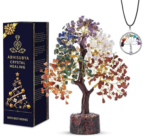 Arbre De Vie - Pierre De Guérison - Cristaux Et Pierres Précieuses - Feng Shui - Accessoires De Décoration Intérieure - Cadeaux Bonne Chance (7 Chakras)