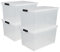 Iris Ohyama, Aufbewahrungsbox aus Kunststoff, 50 l Büro-Aufbewahrungsbox, 4er-Set, NCS-320, transparent, stapelbar, Verschlussclips, B54 x T39,5 x H30,5 cm