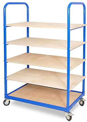 BRB Etagenwagen mit 5 Ebenen, 4 Lenkrollen, BxTxH 1050x500x1450 mm, Gesamttragkraft 250 kg