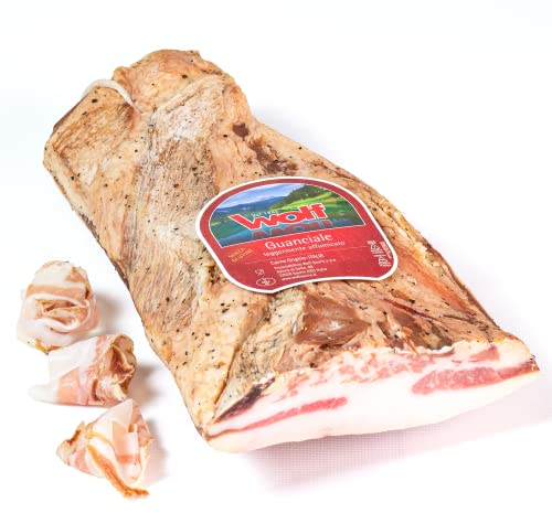 Wolf, Guanciale di Sauris Mit 100% Italienischem Fleisch, Leicht Geräuchert Mit Traditioneller Buchenholz-Räuchertechnik, Glutenfrei, Stück Vakuum 0,300 Kg (Garantiertes Mindestgewicht)