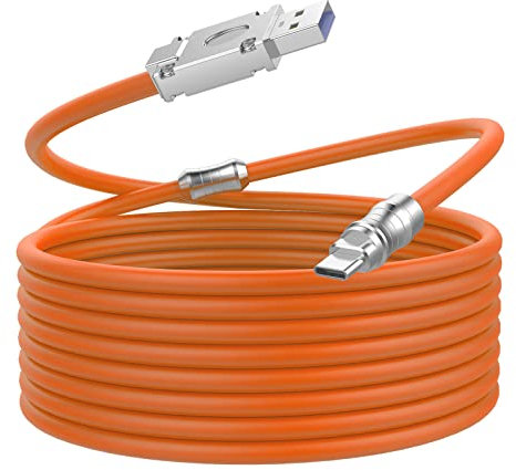WLGQ Câble USB vers USB C, style industriel, USB 2.0 vers type C, câble de charge rapide en silicone liquide, interface USB-C universel (orange, 2 m)
