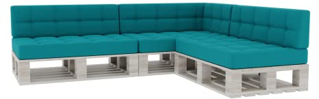 Gutekissen® Palettenkissen Gesteppte Kissen mit Knöpfen, Palettenauflagen Sitzkissen Rückenlehne Gesteppt PFG 3xSet (Sitzkissen 120x80 +Rückenlehne 120x40), Azurblau