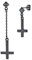 PROSILVER 925 Silber Asymmetrische Ohrringe Schwarz Petruskreuz Ohrstecker Gotik Stil Umgedrehtes Kreuz Damen Herren Ohr Schmuck Accessoire