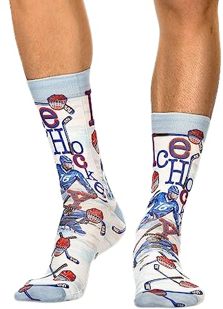 Wigglesteps Premium Wadenlange Herrensocken – einzigartig gemustert, bunt und stilvoll lustig, Eishockey, 40.5-46 EU
