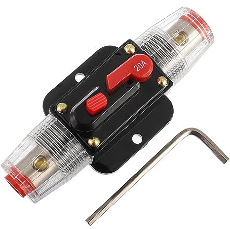 EPLZON 20A Interruttore Interruttore 20 AMP Fusibile Inline Holder 12V-48V DC Pulsante di Reset Manuale per Car Audio Amplificatore di Suono Sistema RV Casa Marine Boat Truck