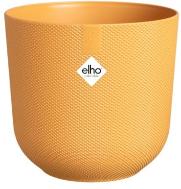 elho Jazz Round 16cm Flower Pot - Indoor Plant Pot - 100% Recycled Plastic - Unique Structure - Yellow/Amber Yellow