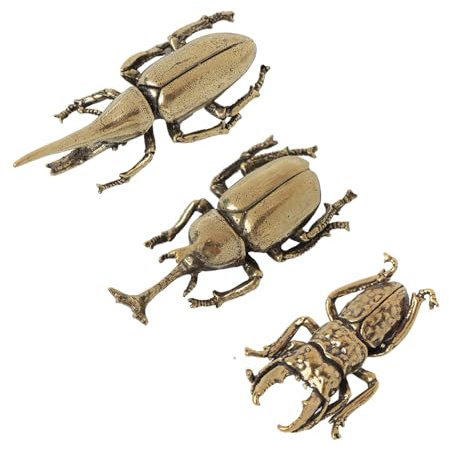 Opexicos Mini-Statue, Antik-Bronze, Käfer, kleine Tischdekoration, Vintage-Stil, Kupfer, Insekten, Tee, Haustier-Dekoration, 3 Stück