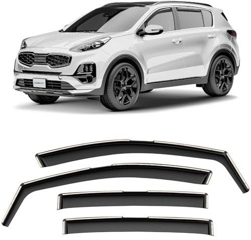 CLIM ART Windabweiser für/kompatible mit Kia Sportage SUV Zubehör 2016-2022 QL - Integrierte Regenabweiser - Autofenster Regenschutz - Windabweiser Autofenster - Einfache Montage - Garantie 4 Set