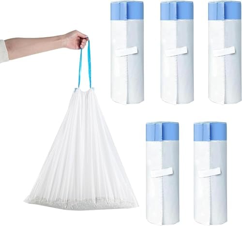 RMAN 100 Sac litiere chat 550 x 300 mm avec poignée de poubelle litiere chat transport, pour litiere chat autonettoyante, biodégradables, durables, résistants à la déchirure, 5 rouleaux