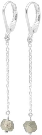 Pyrit Perlen 925 Sterling Silber Kette Tropfen Ohrringe mit Leverback, Ohrhänger, Silberschmuck, Geschenk für Sie