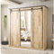 Lomadox Kleiderschrank mit Spiegel SHELTON-61 in Old Style hell mit anthrazit