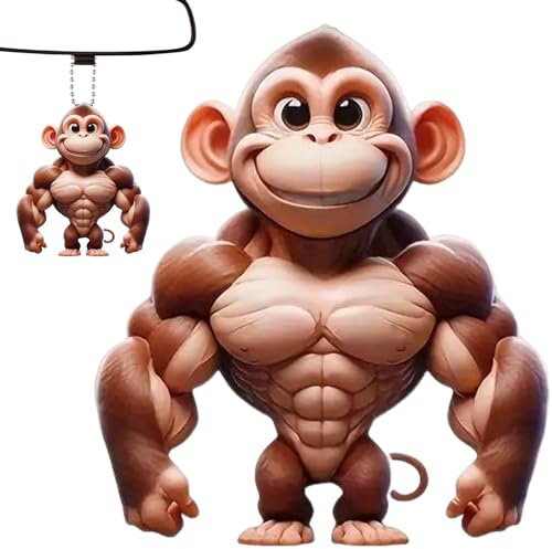 LearnLyrics Spiegelornament, Auto-Ornamente für Rückspiegel, Auto-Anhänger in Form eines Affen | Anhänger Tier-Figur, Fitness-Zubehör, hängendes Zubehör für Spiegel