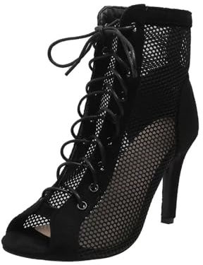 Kraftpaid Donna Aperta Stivali da Ballo,Tacco Alto Stivaletti Ballo,Stivali da Ballo Latino,Heels Dance Shoes,Stivaletti da Ballo da Donna alla Caviglia,per Feste,Performance da Ballo,con Lacci