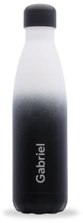Qwetch - Bouteille Personnalisée Isotherme 500ml Graphite - Gourde Nomade Inox Recyclé - 24h Froid et 12h Chaud - Etanche, Sans BPA & Réutilisable (Noir)