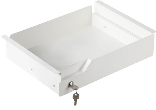 EasyVibe Untertisch Schublade Unterbau Unter Schreibtisch Schreibtische mit Schloss 42 cm (L) x 30 cm (B) x 9 cm (H), weiß