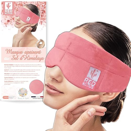 RED KCTUS Masque migraine apaisant au sel d'Himalaya rose | bandeau miracle anti-migraines, soulagez les maux de tête et yeux fatigués utilisation chaud froid, effet rafraîchissant et relaxant garanti